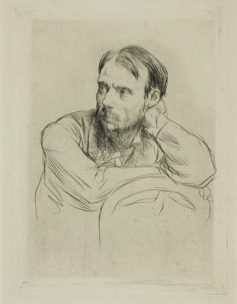 Portrait of Renoir by Marcellin Gilbert Desboutin, print, 1877