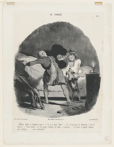 Allons haut! Y sommes-nous?, from "La Chasse" by Honoré Daumier, print, 1808-1879