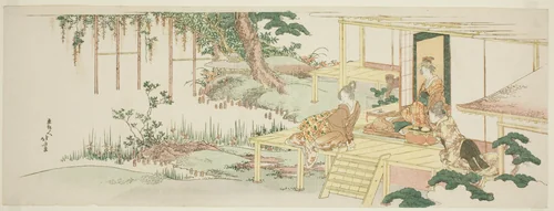 Admiring wisteria by Katsushika Hokusai (葛飾 北斎), print, 1796-1812