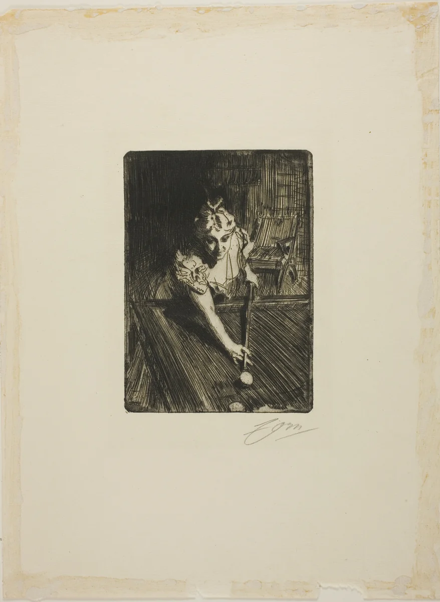 Billiards by Anders Zorn, print, 1898