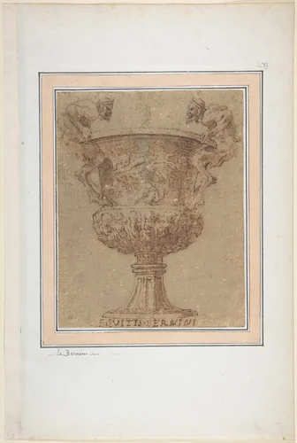 Design for an Urn with Satyrs for Handles by anonymous, drawing, 1600-1700