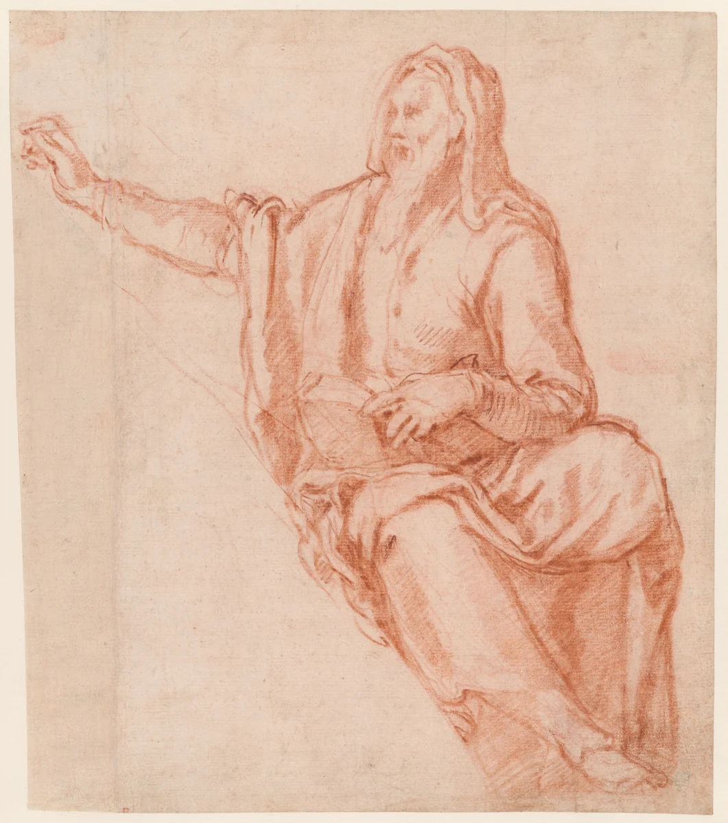 Jeremiah (Design for a Lunette) by Agostino Ciampelli, drawing, 1595-1605