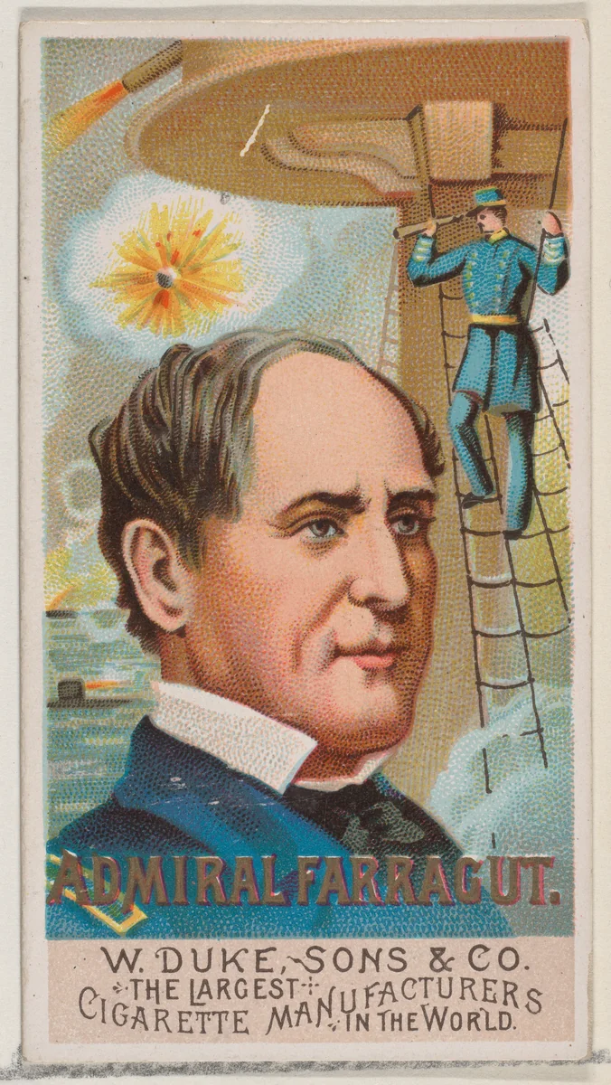 Admiral Farragut, from the series Great Americans (N76) for Duke brand cigarettes by W. Duke, Sons & Co., print, 1888