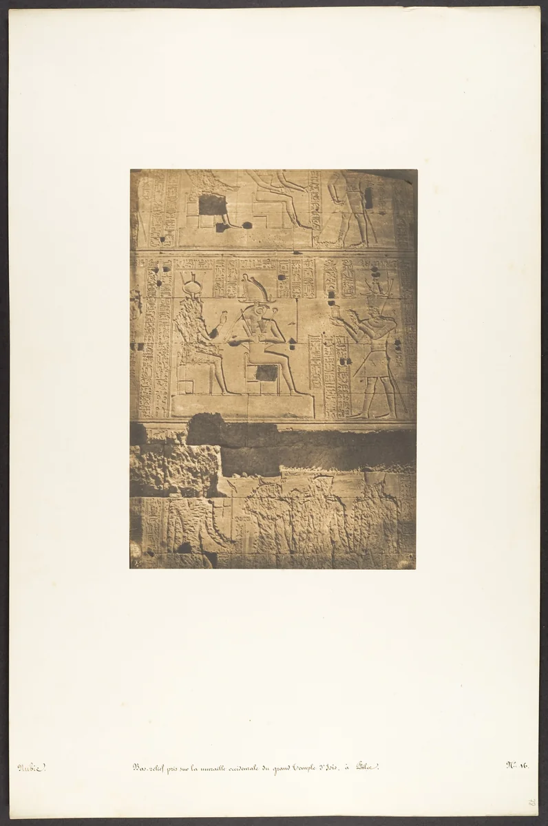 Bas-relief pris sur la muraille occidentale du grand Temple d'Isis, à Philae by Maxime Du Camp, photograph, 1850