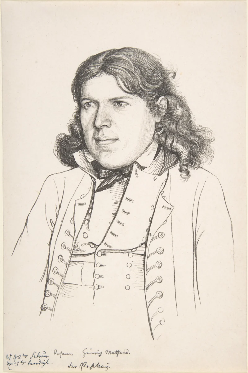 Portrait of the Postillion Johann Heinrich Matheis by Gerhardt von Reutern, drawing, 1800-1865