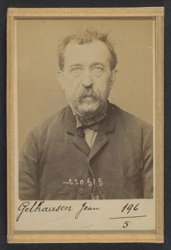 Gelhausen. Jean. 55 ans, né à Grevennemache (Luxembourg). Cordonnier. Infraction à la loi du 18/12/93. by Alphonse Bertillon, photograph, 1893