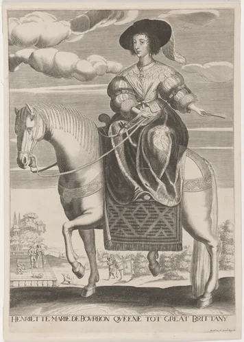 Henrietta Maria on Horseback by Pierre Daret de Cazeneuve, print, 1604-1678