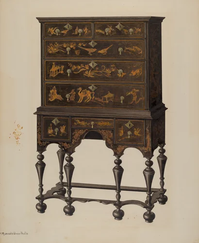 Highboy by M. Rosenshield-von-Paulin, index of american design, 1939