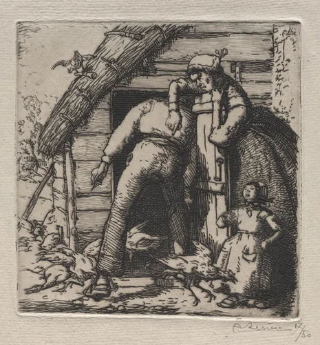 La Poulailler attrape la plus grosse by Auguste Louis Lepère, print, 1870-1918