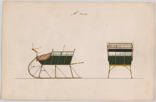 Design for 4 Seat Sleigh, no. 3414 by Brewster & Co., drawing, 1878