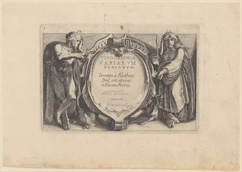 Title to Topographia Variarum Regionum by Simon Wynhoutsz Frisius, print, 1611