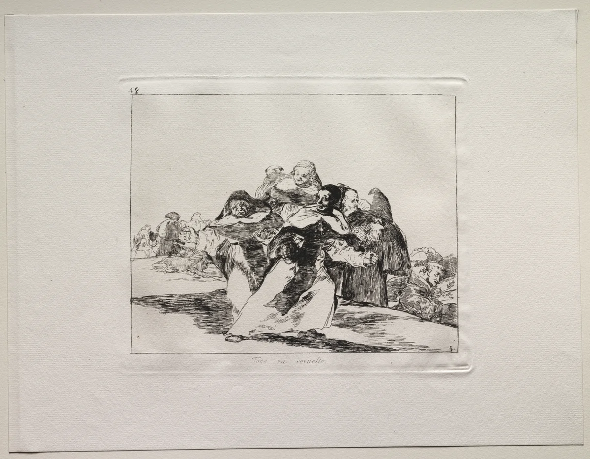 The Horrors of War: Everything is Topsy-Turvy by Francisco de Goya, print, 1810-1820