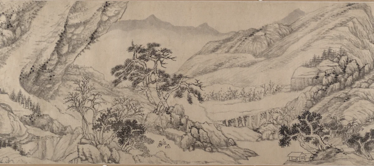 Traveling Amid Streams and Mountains by Liu Yu, painting, 1680