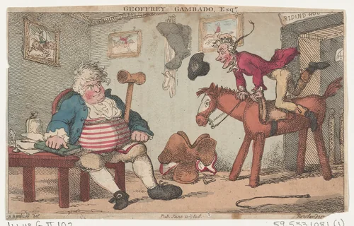 An Academy for Grown Horsemen and The Annals of Horsemanship by Thomas Rowlandson, print, 1808