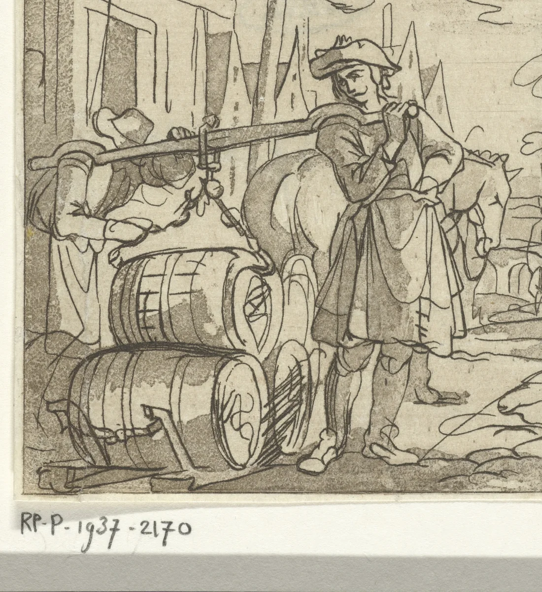 Bierdragers by Jacob Ernst Marcus, print, 1784-1826