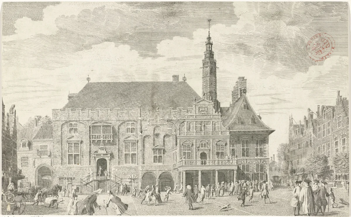 Stadhuis van Haarlem by Cornelis van Noorde, print, 1764