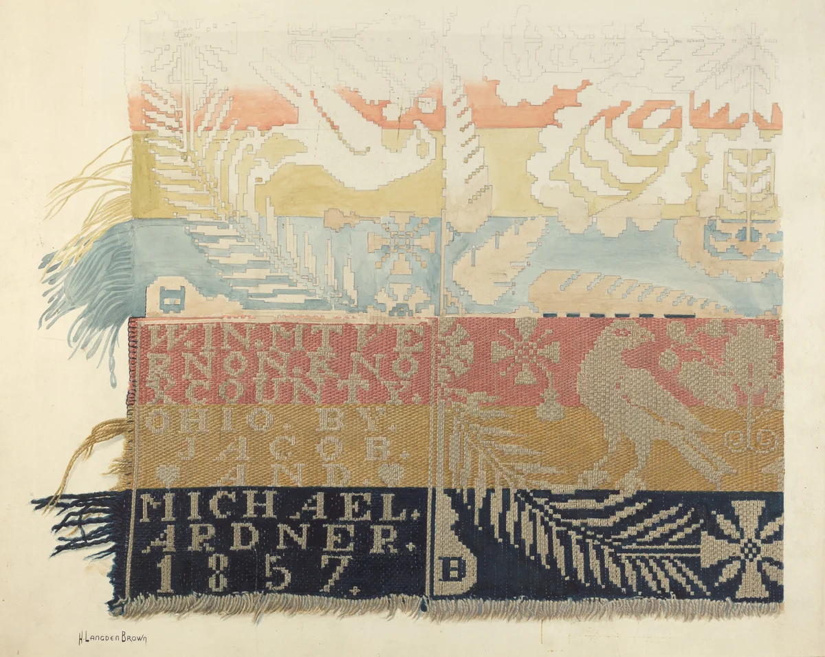 Jacquard coverlet by H. Langden Brown, index of american design, 1855-1995