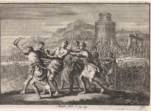 Gelijkenis van de pachters van de wijngaard by Jan Luyken, print, 1703-1762