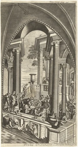Schilderingen oostzijde, Sint Michielsabdij Antwerpen by Hendrik Causé, print, 1699