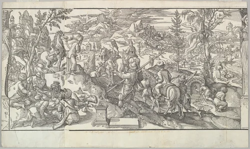 Turkish Soldiers at Rest from the frieze Ces Moeurs et fachons de faire de Turcz (Customs and Fashions of the Turks) by Pieter Coecke van Aelst, print, 1553
