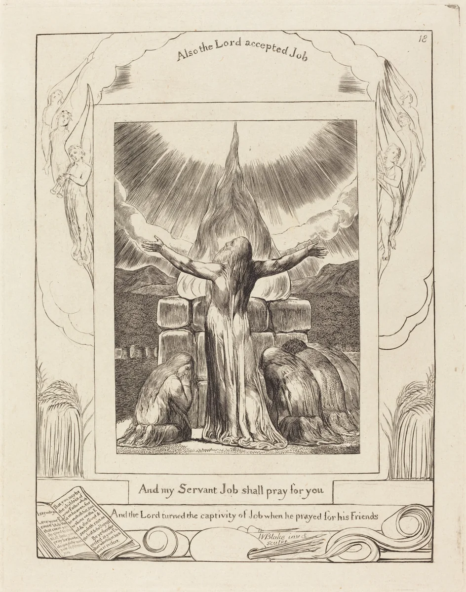 Job's Sacrifice by William Blake, print, 1825