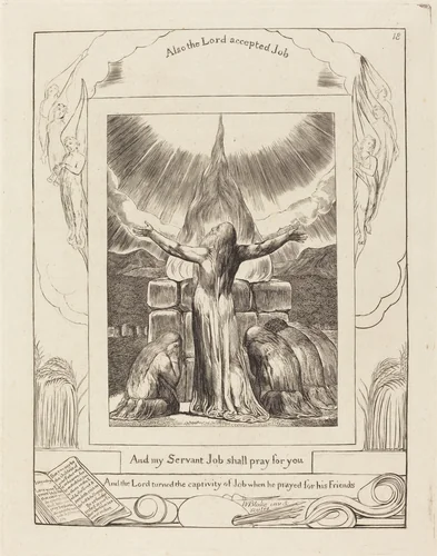 Job's Sacrifice by William Blake, print, 1825