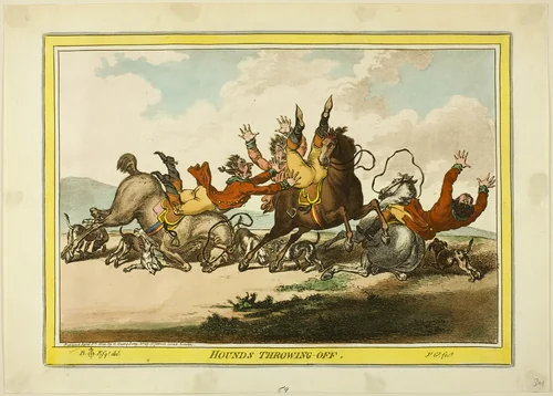 Hounds Throwing Off by James Gillray, print, 1800
