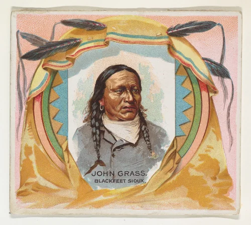 John Grass, Blackfeet Sioux, from the American Indian Chiefs series (N36) for Allen & Ginter Cigarettes by Allen & Ginter, print, 1888