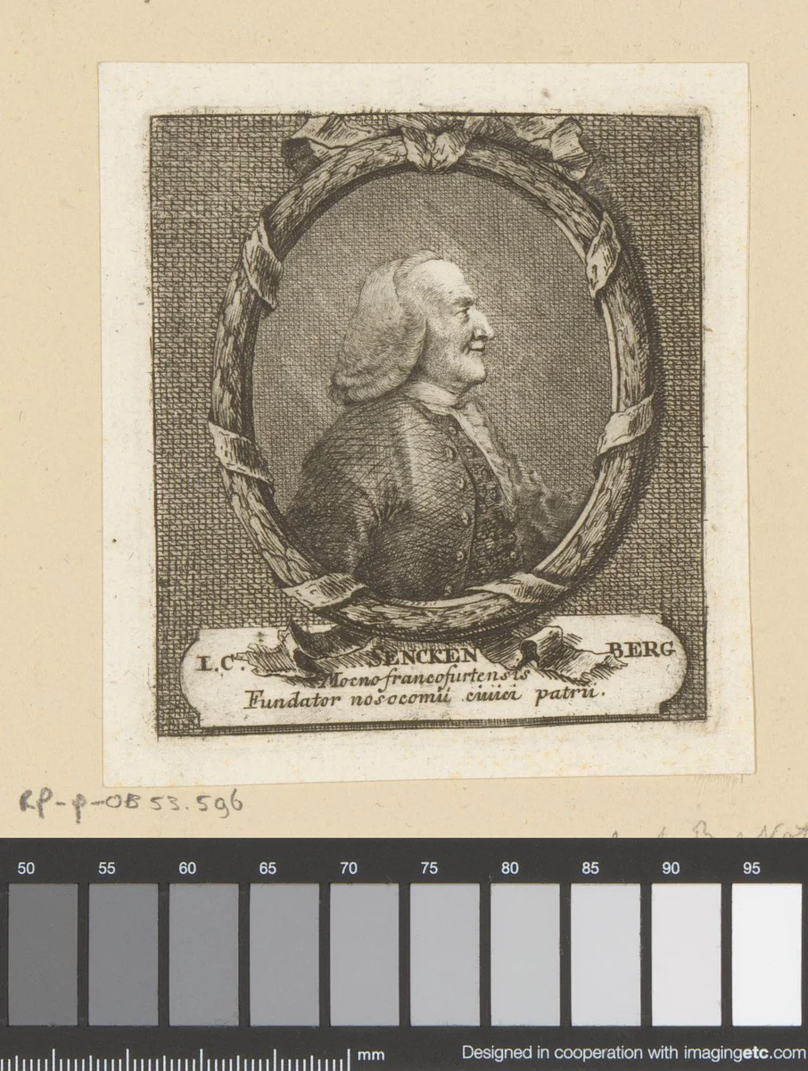 Portret van Johann Christian Senckenberg by Johann Andreas Benjamin Nothnagel, print, 1739-1804