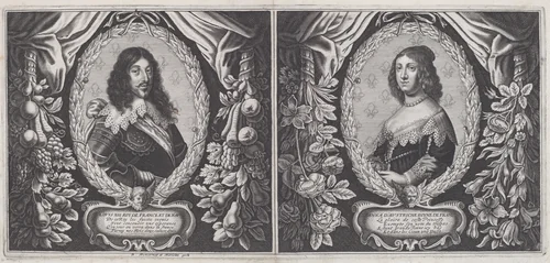 Louis XIII and Anna d'Austriche by Balthasar Moncornet, print, 1643