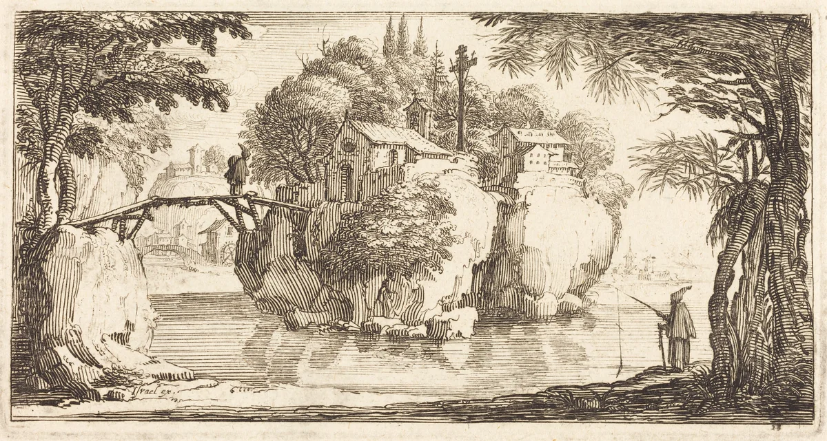 Landscape by Jacques Callot, print, 1635