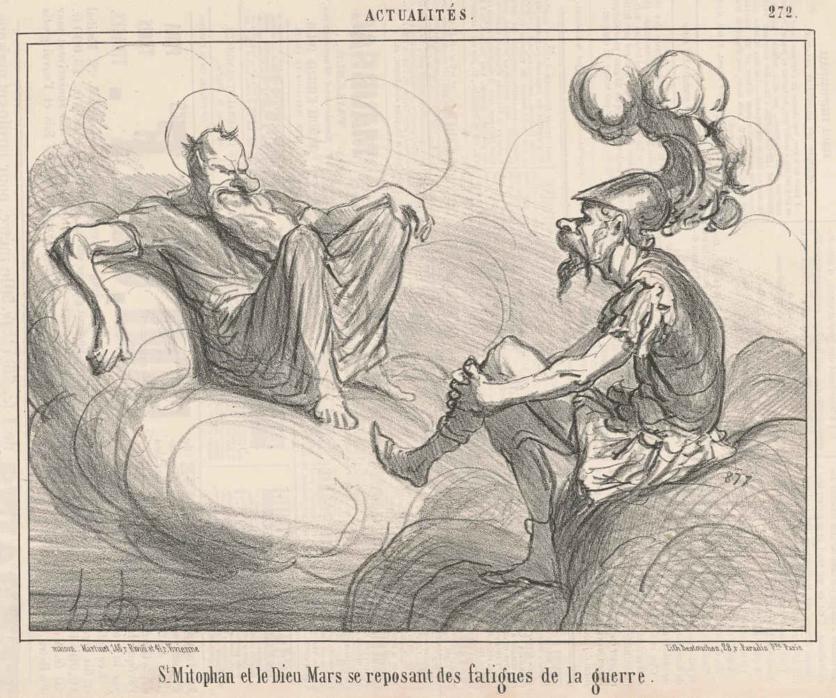Saint Mitophan et le dieu mars ... by Honoré Daumier, print, 1856