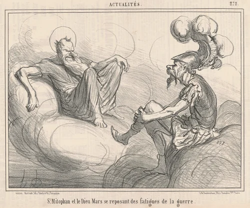 Saint Mitophan et le dieu mars ... by Honoré Daumier, print, 1856