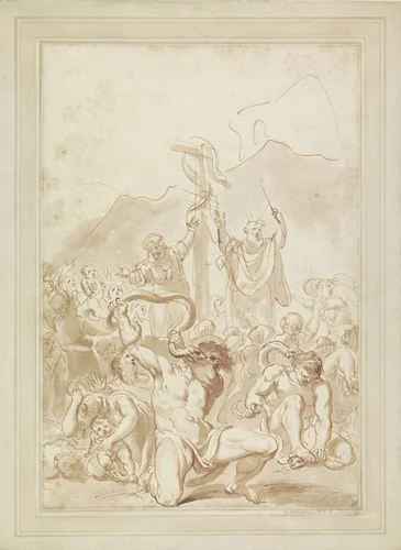 De aanbidding van de koperen slang by Giovanni Battista Cipriani, drawing, 1737-1785