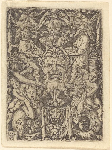 Ornament with Mask by Heinrich Aldegrever, print, 1549