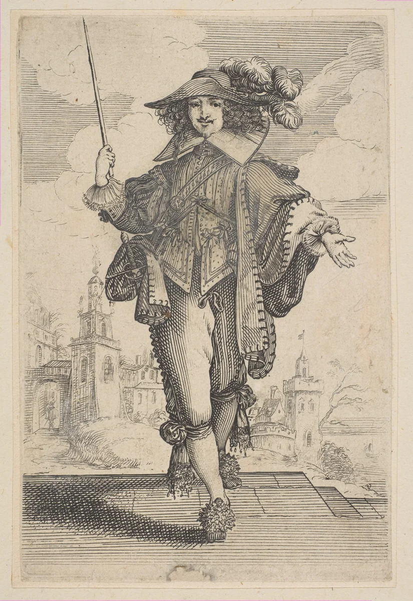 Gentleman Holding a Crop by anonymous, print, 1629