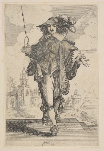 Gentleman Holding a Crop by anonymous, print, 1629