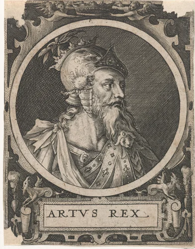 Koning Arthur als een van de negen helden by Crispijn van de Passe, print, 1574-1637