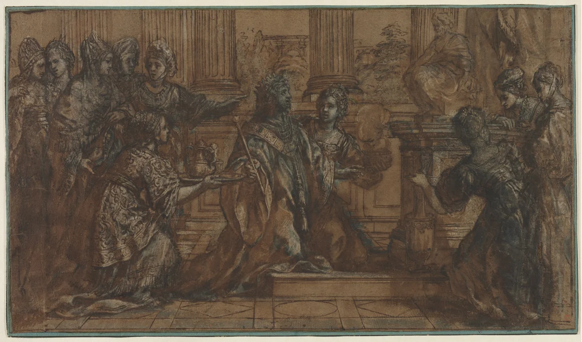 The Idolatry of Solomon by Pietro da Cortona, drawing, 1622-1623