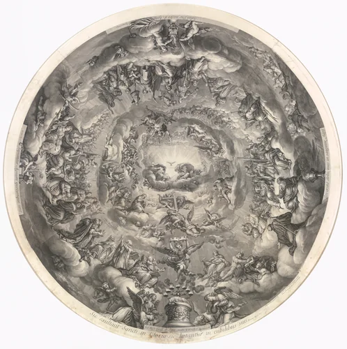 The Holy Trinity, Ceiling of the Church of Val-de-Grâce by Gérard Audran, print, 1693