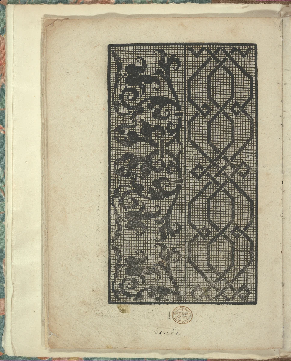 Opera Nova Universali intitulata Corona di racammi, page 9 (verso) by Giovanni Andrea Vavassore, book, 1530