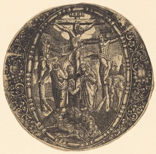 The Crucifixion by Antoine Jacquard, print, 1572-1652