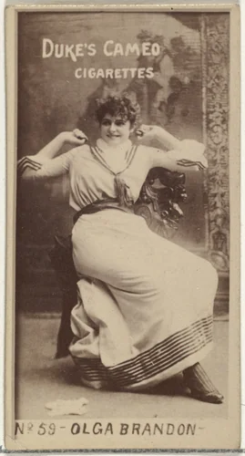 Card Number 59, Olga Brandon, from the Actors and Actresses series (N145-4) issued by Duke Sons & Co. to promote Cameo Cigarettes by W. Duke, Sons & Co., photograph, 1880-1889