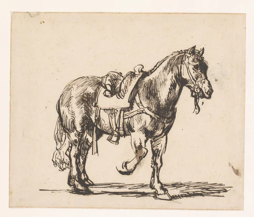 Paard van de Barmhartige Samaritaan by Govert Flinck, drawing, 1640-1643