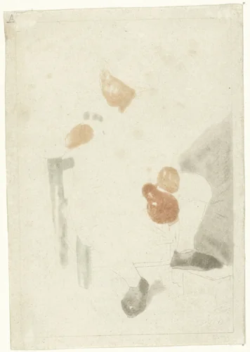 Zittende boer met kruik by Cornelis Ploos van Amstel, print, 1763-1768