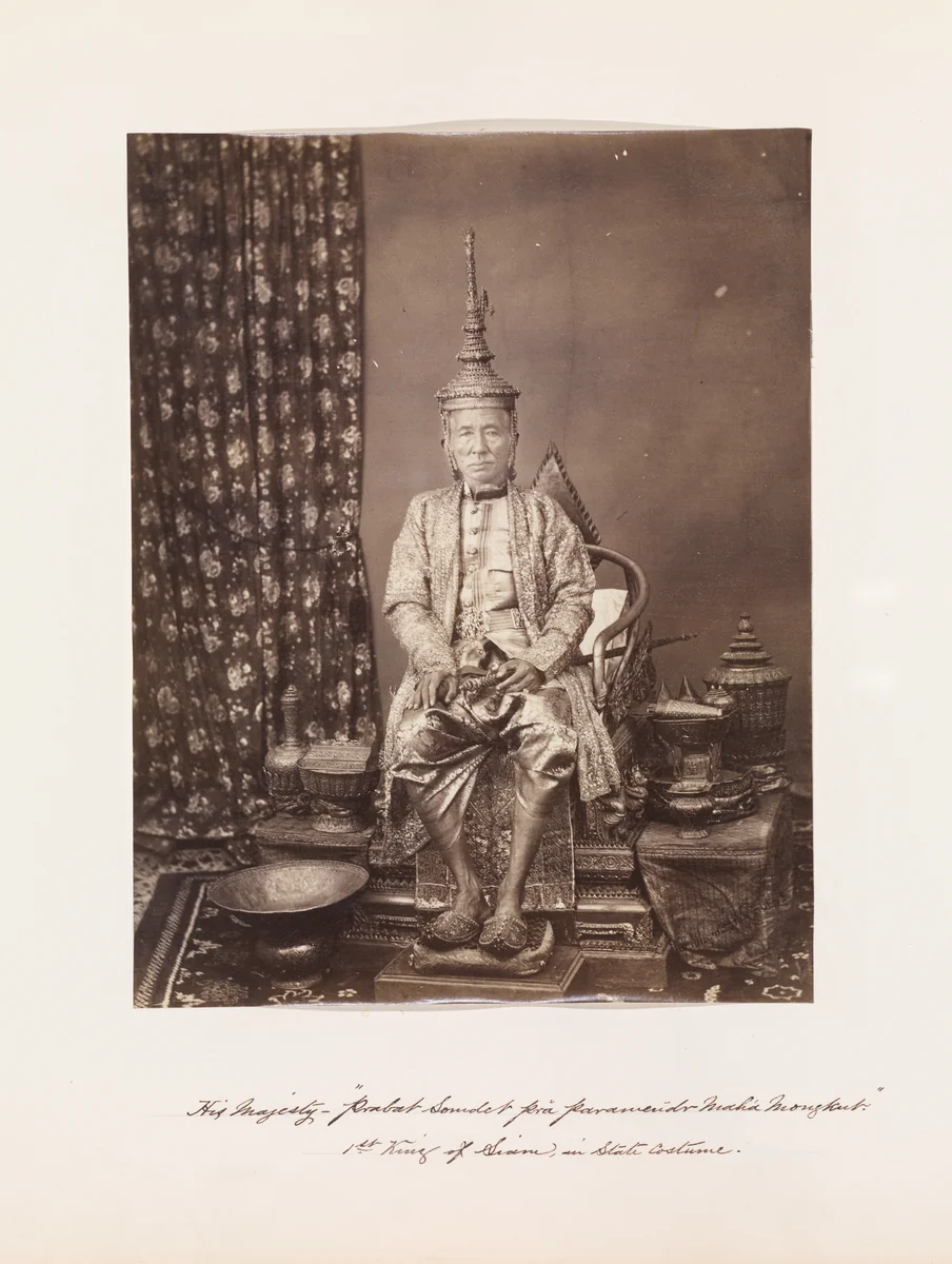 His Majesty Prabat Somdet Pra parameñdr Mahá Mongkut, First King of Siam, in State Costume by John Thomson, photograph, 1865
