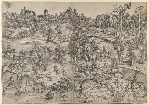 The Stag-Hunt by Lucas Cranach, print, 1506