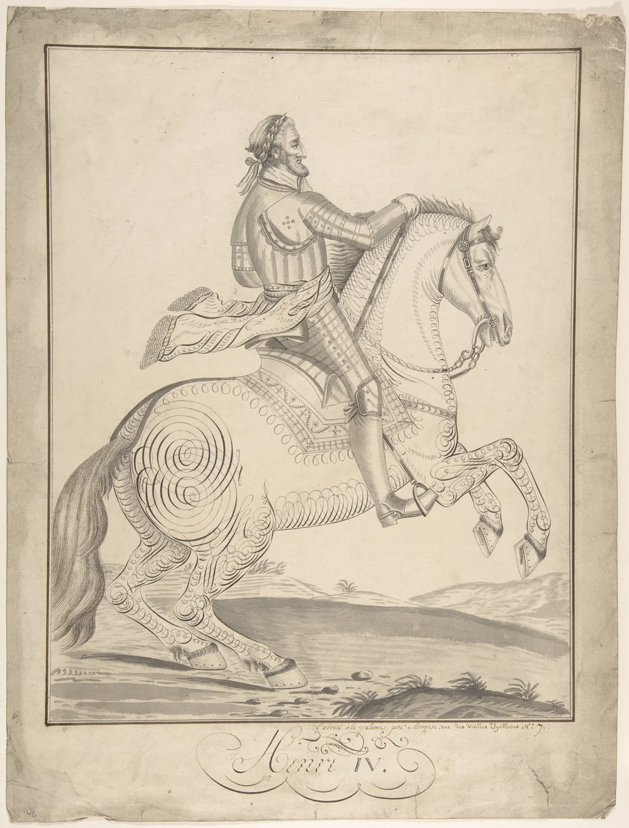 Equestrian Portrait of Henry IV by Auvrest, drawing, 1775-1825