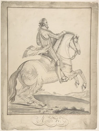 Equestrian Portrait of Henry IV by Auvrest, drawing, 1775-1825