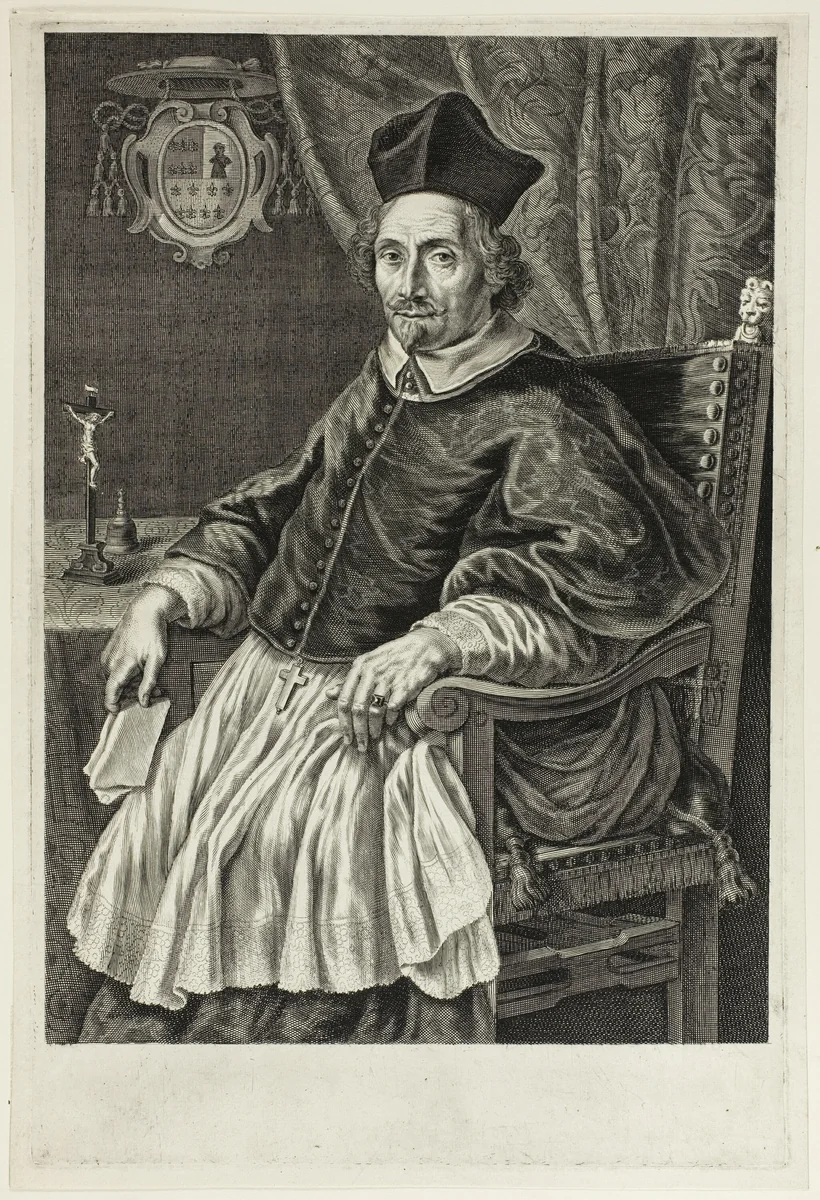 Portrait of Cardinal Zacharias de Mez by Jan Visscher, print, 1540-1586